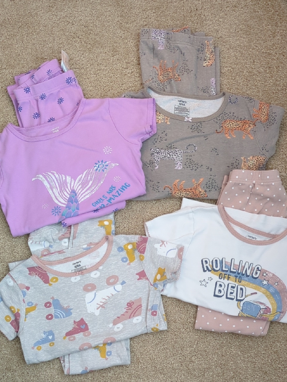 Carter's Girls 4-Pack Pajama Sets--Short Sleeve Shirts With Pants